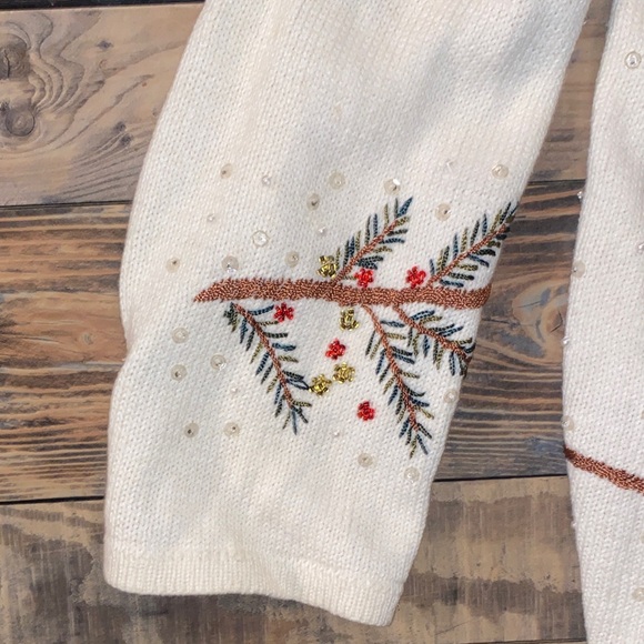 Vintage Women's sequin Cardinal Embroidered Sweater - Picture 5 of 7